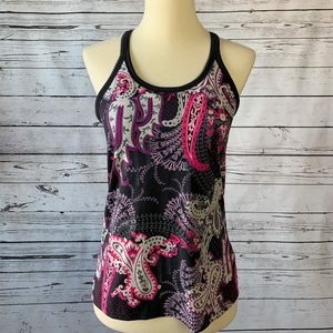 ATHLETA Pavitra Paisley Grey Pink Tank Top Size Small